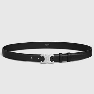 Celine Medium 25mm Triomphe Belt - Black w/ Silver